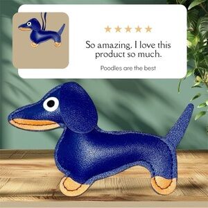 🐶🆕🐶 Blue Faux Leather Dachshund Dog Bag Charm Keychain